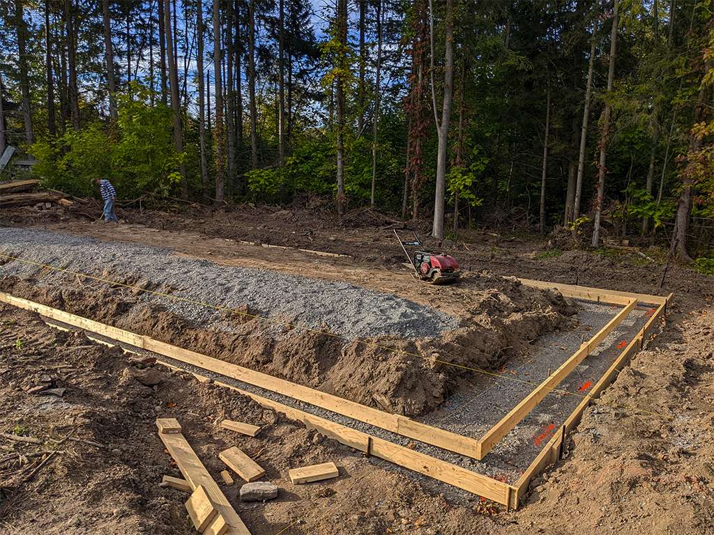 the foundation of a building being prepared