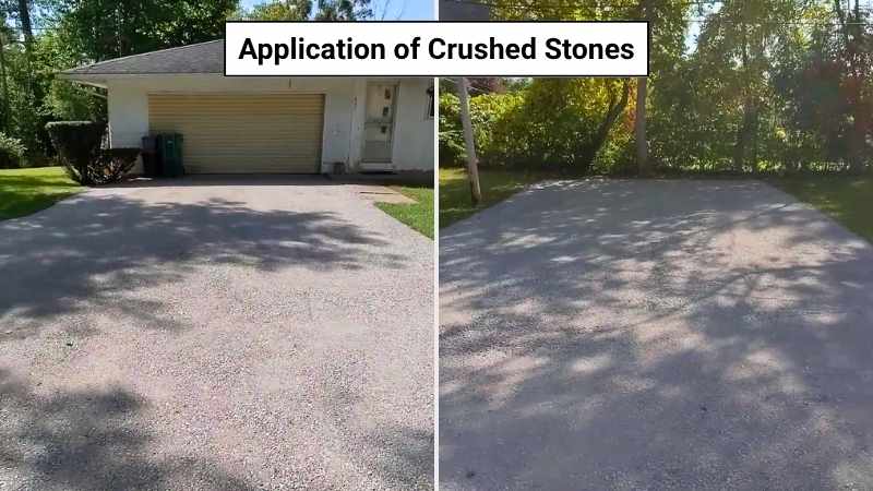 Crushed stones installed in the turnaround area