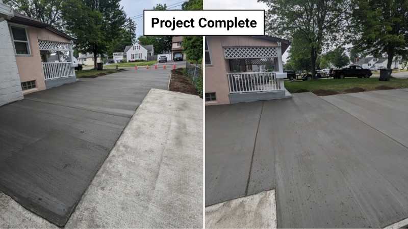 Concrete Driveway with Broom Finish (View from Road)