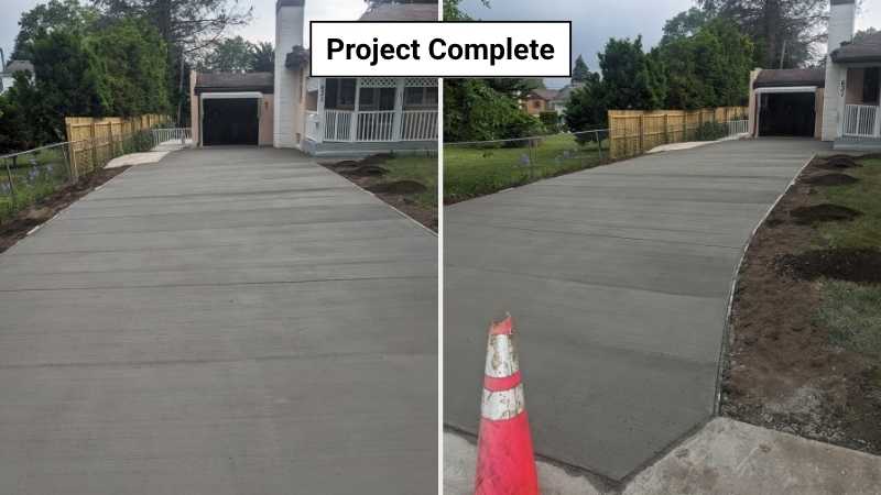 Concrete Driveway with Broom Finish (View from Road)