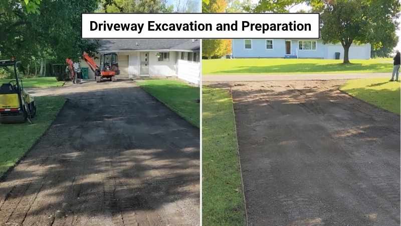 Driveway Preparation facing the turnaround and the house