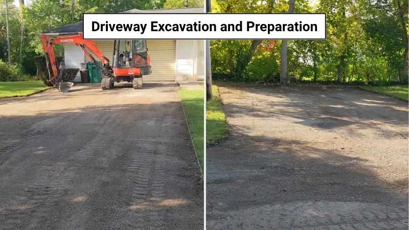 Driveway Preparation facing the turnaround and the house