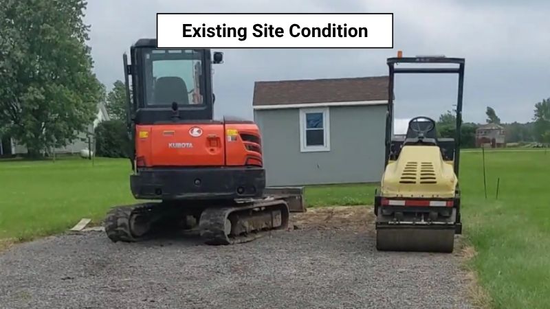 Existing lawn area where the new concrete garage floor was constructed
