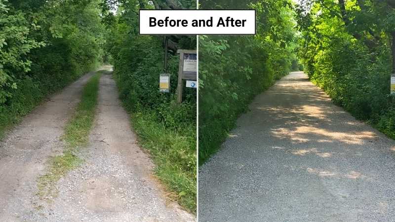 Before and After of the Gravel Driveway Repair