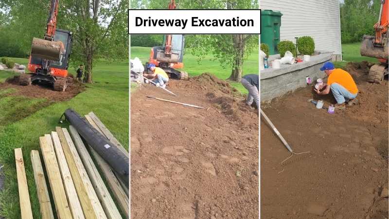 Excavating the topsoil prior to installing the geotextile fabric
