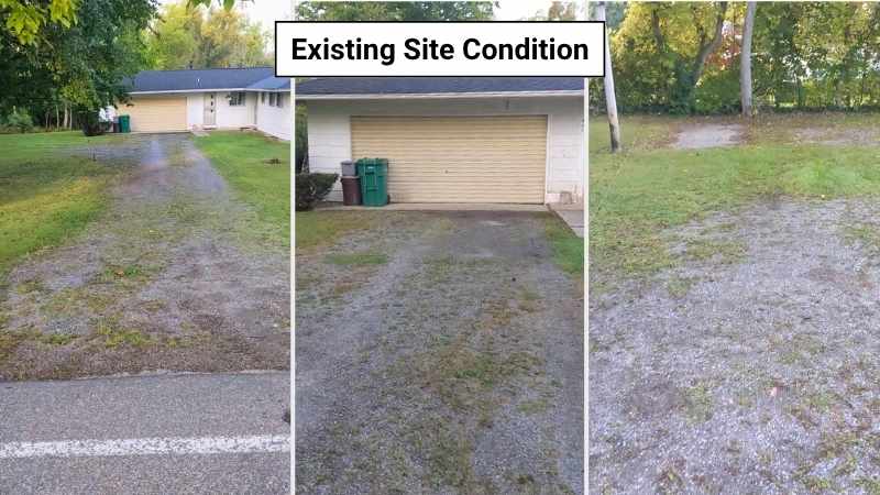 The driveway before the transformation