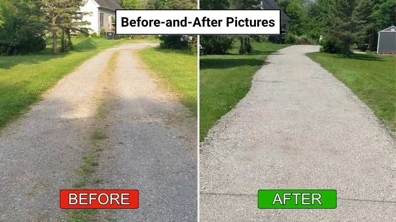 Before and After of the main driveway