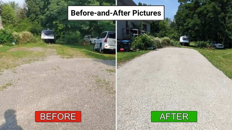 Before and After of the driveway in front of the house
