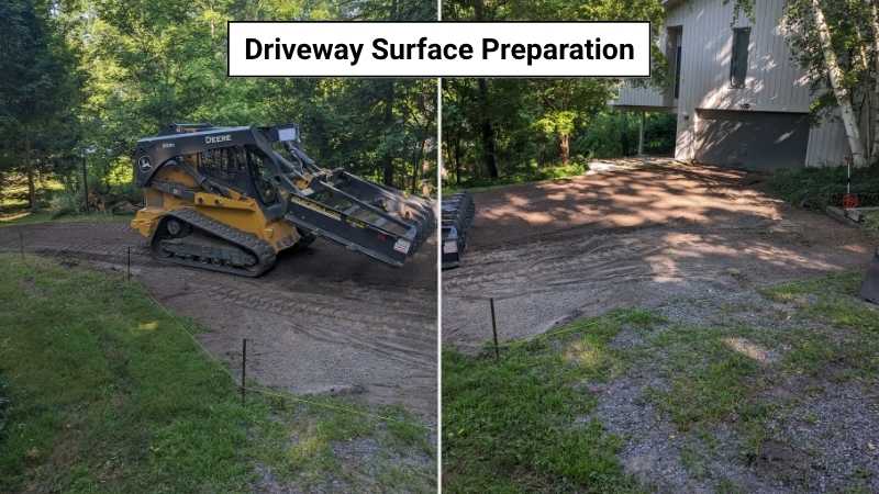 The surface was prepared prior to application of crushed stones