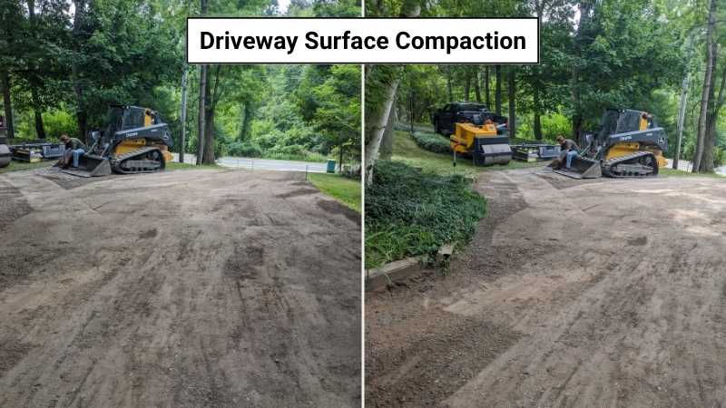 The surface was prepared prior to application of crushed stones