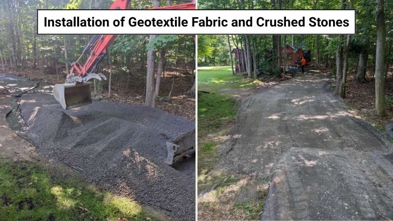 Installation of Geotextile Fabric and Crushed Stones
