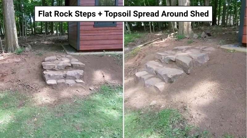 Constructed steps using site-available flat rocks