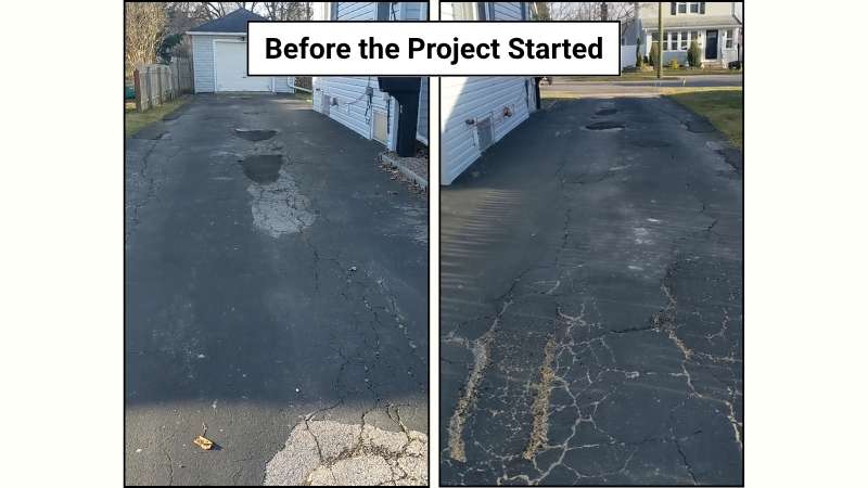 Asphalt Driveway cracks and potholes