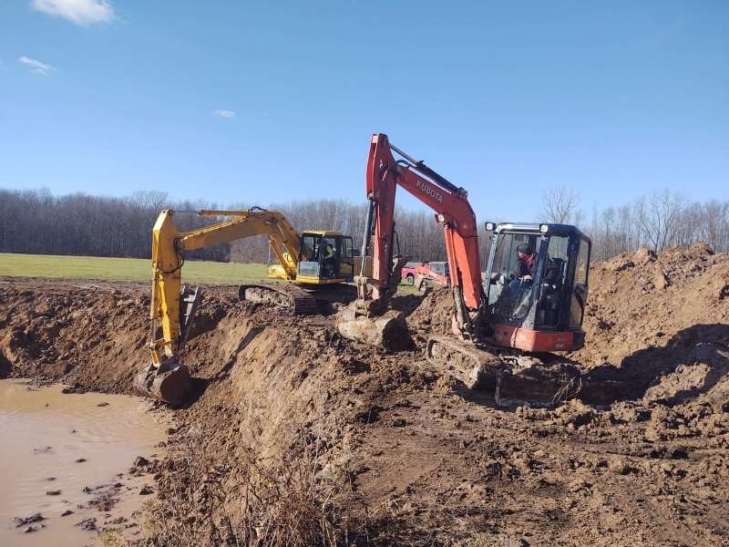 Excavators in action