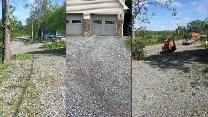 The gravel driveway condition before the transformation