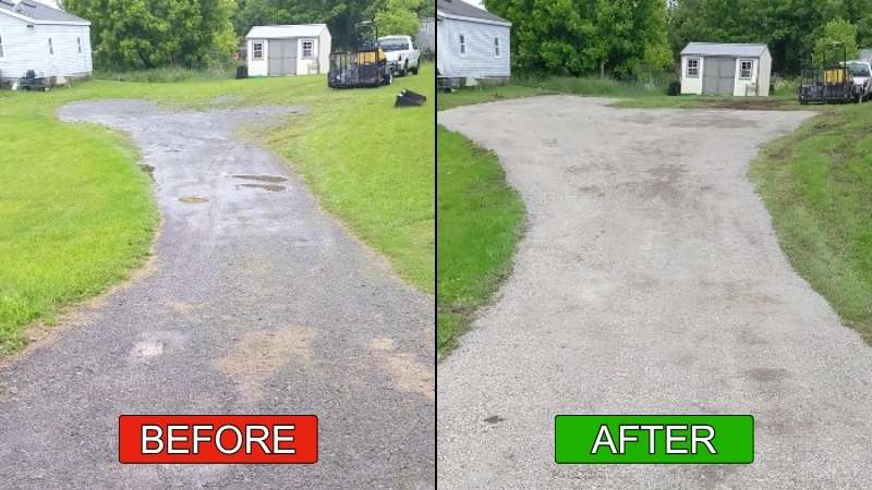 Gravel Driveway Before and After (view facing the road)